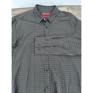 Hugo Boss Button Up Shirt Men's Brown Geometric Long Sleeve Extra Slim Fit‎ Med